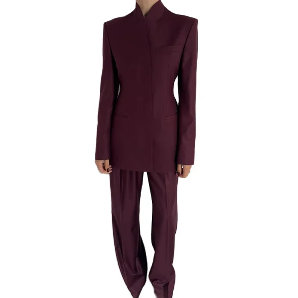 2025 Winter New Fashion Simple Style Boutique High-End Long Sleeved Pants Women's Set XL Size Solid Pocket Splicing