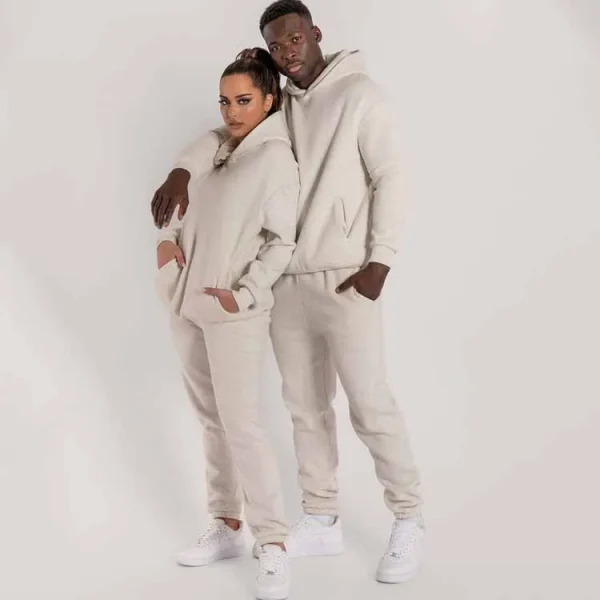 High Quality Unisex Sweatpants and Hoodie Set Women 100% Cotton Fleece Heavyweight Oversized Hoodies Jogger Matching - Image 2