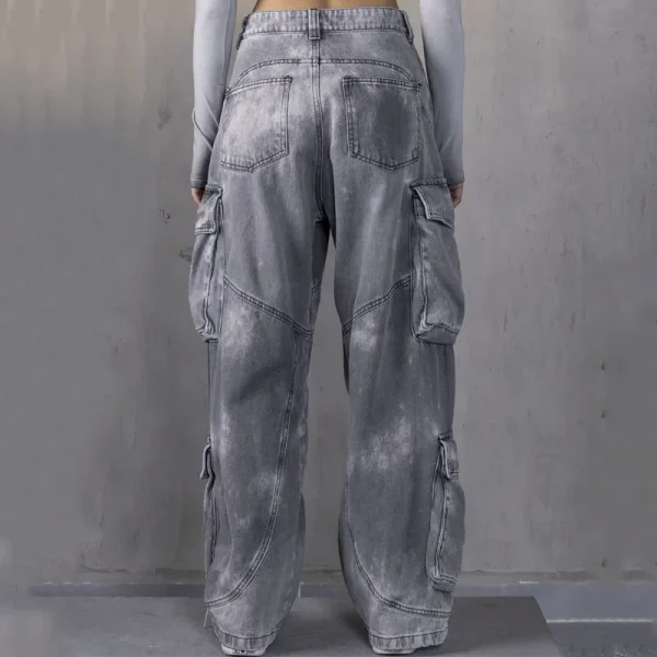 Womens Baggy Jeans Y2k Cargo Jeans Streetwear Casual High Waist Baggy Denim Cargo Pants with Pockets - Image 2