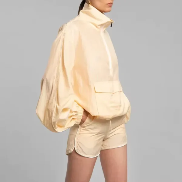 Comfort Women Two Piece Set Long Sleeve Half Zipper Windbreaker Sweatsuit Windbreaker and Shorts Casual Sports Suit Outdoor Set - Image 2