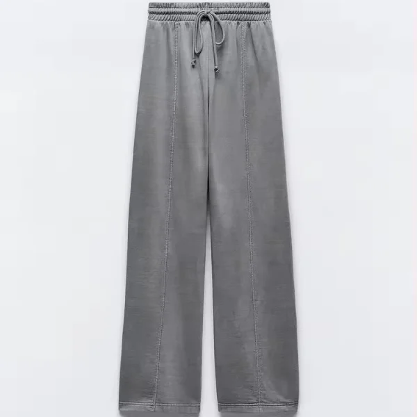 High Waist Women's Jeans Adjustable Elastic Drawstring Waistband With Straight Leg Pronounced Seams Limited Items Left